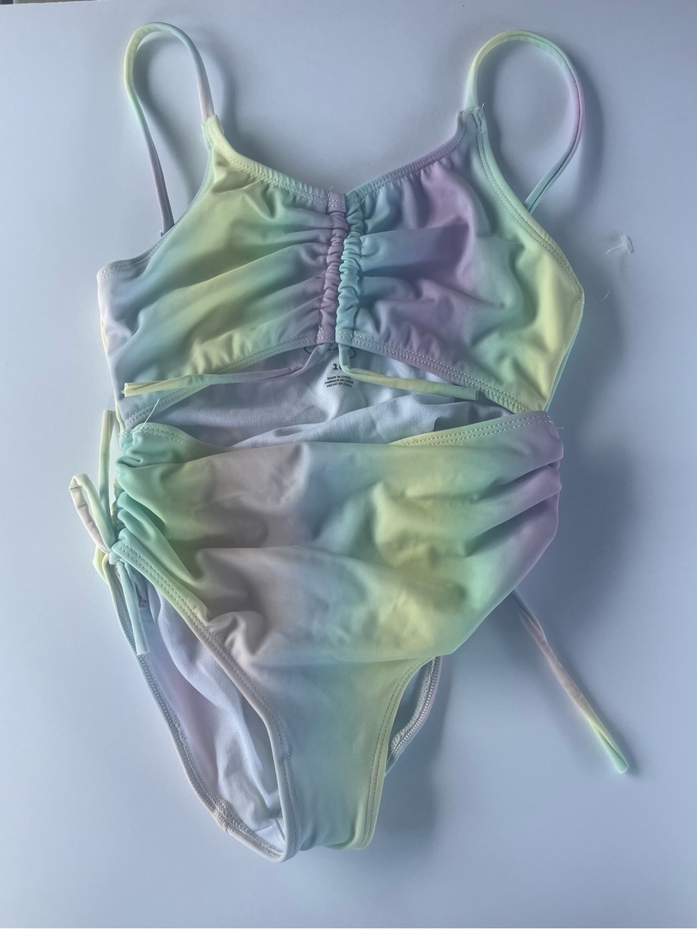 Jessica Simpson Pastel Mint Lavender Yellow One-Piece Swimsuit